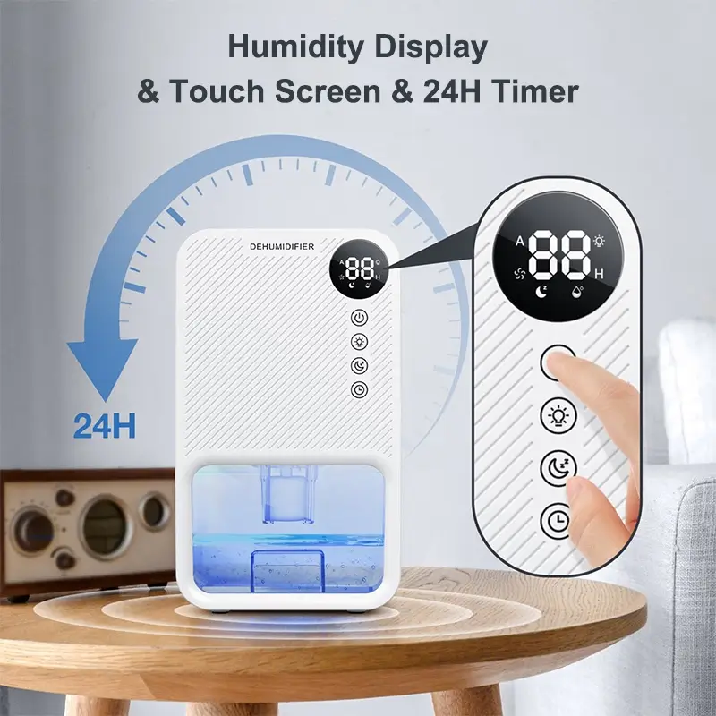 24 Hours Timer Air Dehumidifier With Humidity Display and Touchable Screen